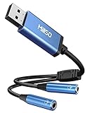 MillSO USB to Dual 3.5mm Audio Jack Adapter, Sapphire Blue...