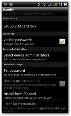 android pin code set up sim card lock