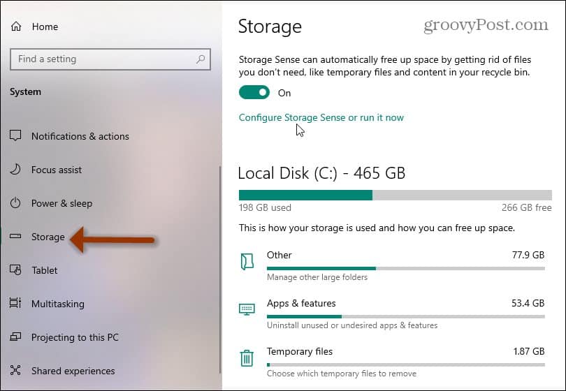 Windows 10 Storage Sense