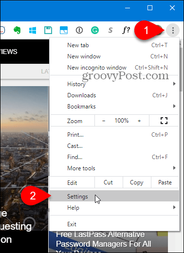 Select Settings in Chrome