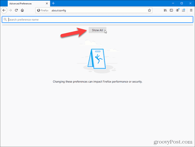 Click Show All on Firefox's advanced settings page