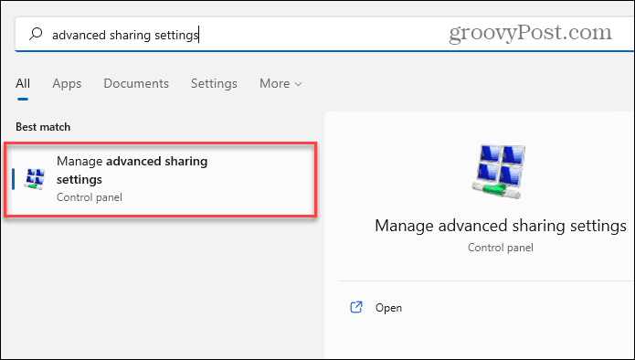 manage advanced sharing settings