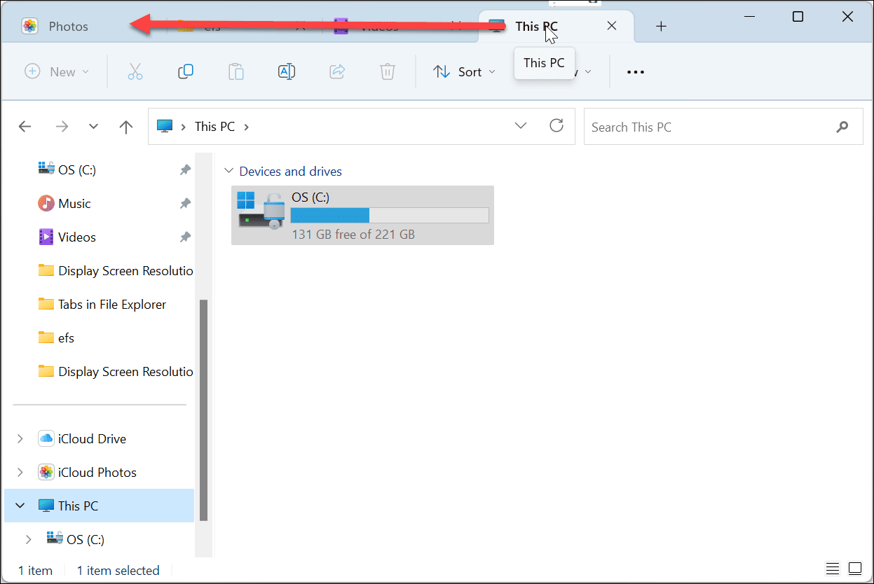 drag open File Explorer tab