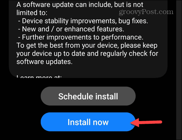 install now samsung galaxy update