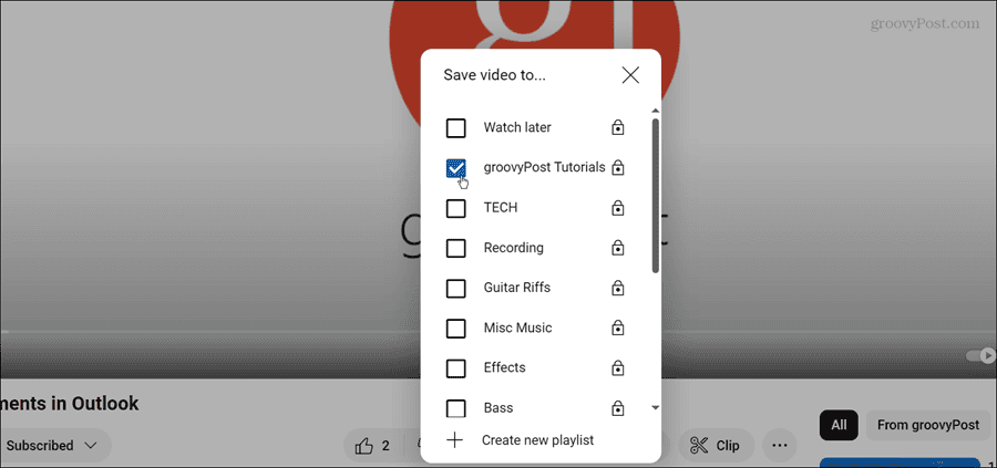 select playlist to save video