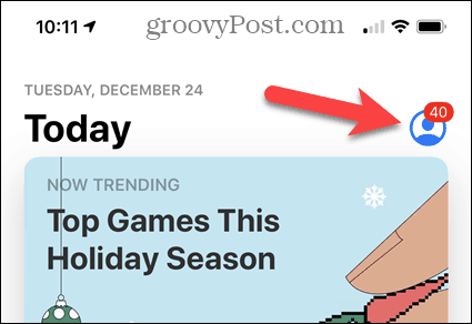 Tap account icon in the iPhone App Store