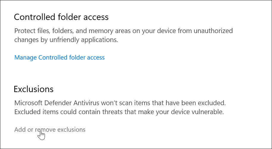 exclusions use windows security on windows 11 for optimal protection