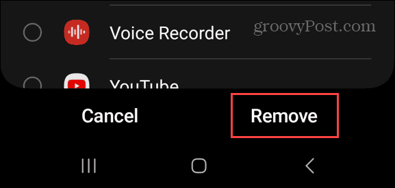 remove button