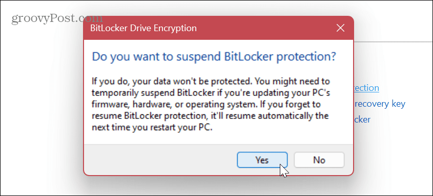 Disable or Suspend BitLocker 