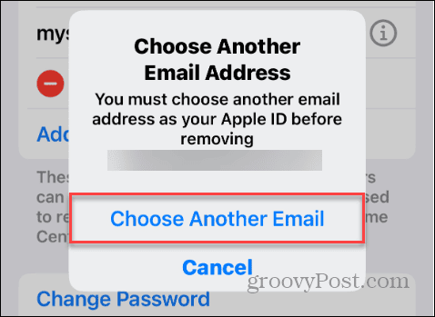 choose another email iphone message