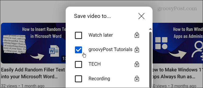 choose list to save video