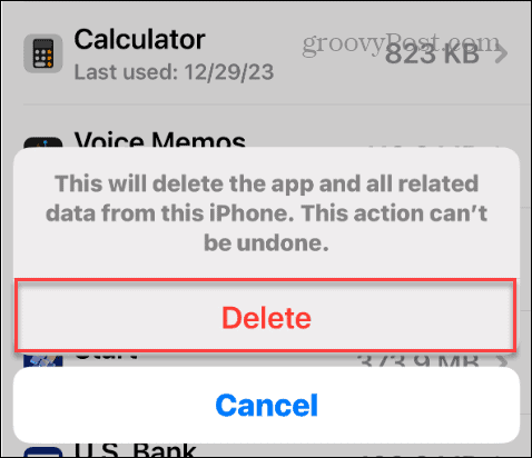 delete iphone app confirm