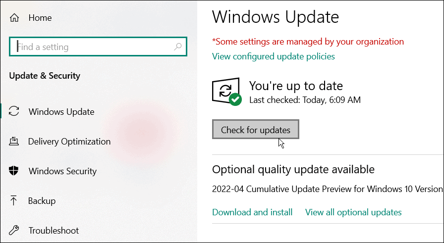 check for updates windows 10