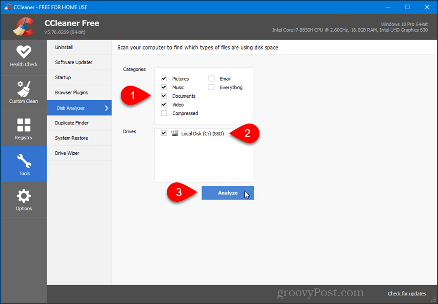 Disk Analyzer in CCleaner