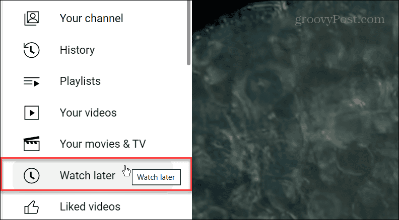 watch later youtube menu