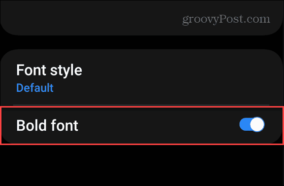 bold font switch samsung settings