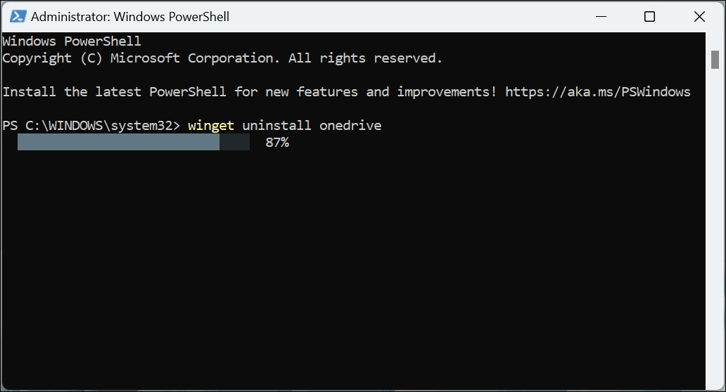 uninstall onedrive powershell