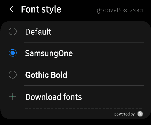 font style samsung