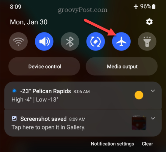 enable airplane mode on android