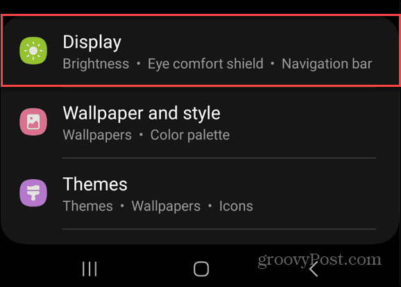 display option samsung settings