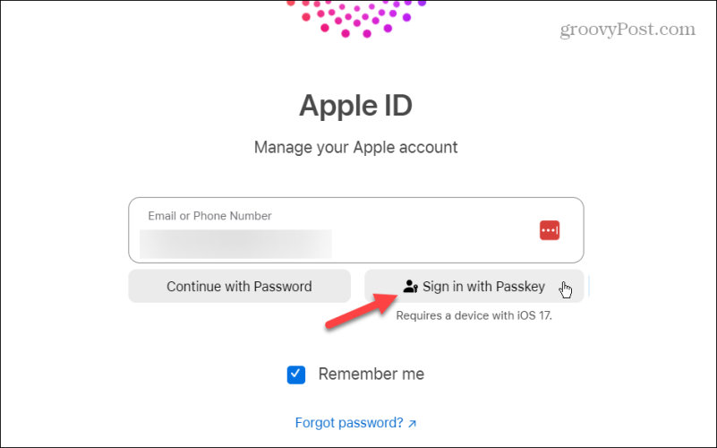 sign in with passkey