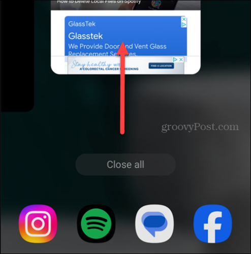 swipe to close app