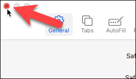 Close Settings dialog in Safari