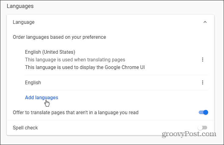 Add Languages Chrome