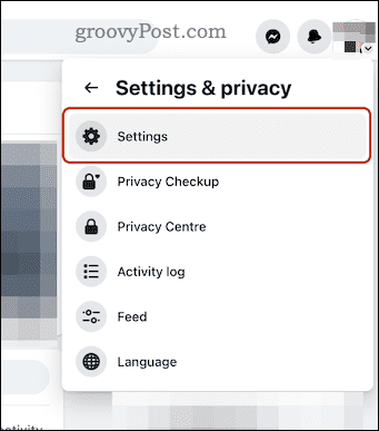 Open facebook settings