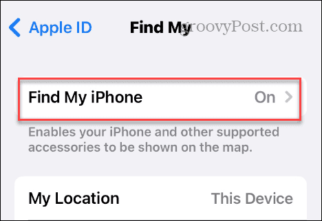 Disable Find My iPhone