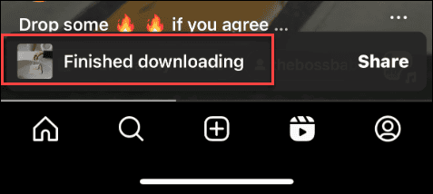 finished downloading instagram reels message