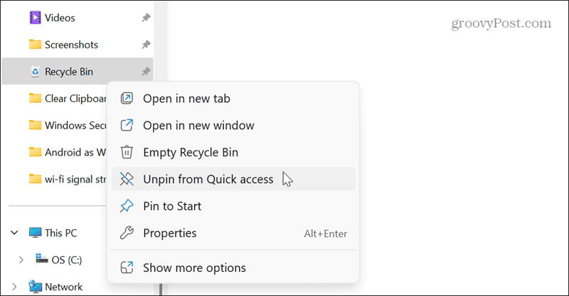 remove rycycle bin from file explorer