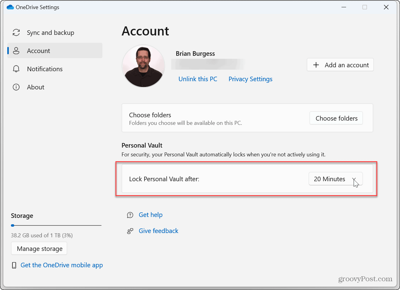 OneDrive Personal Vault Lock Time