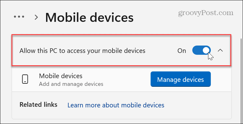 toggle on mobile devices