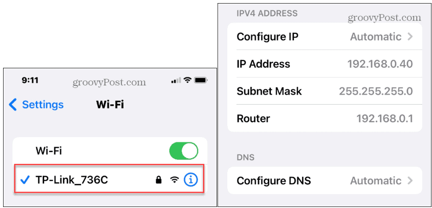 Wi-Fi Settings on iPhone