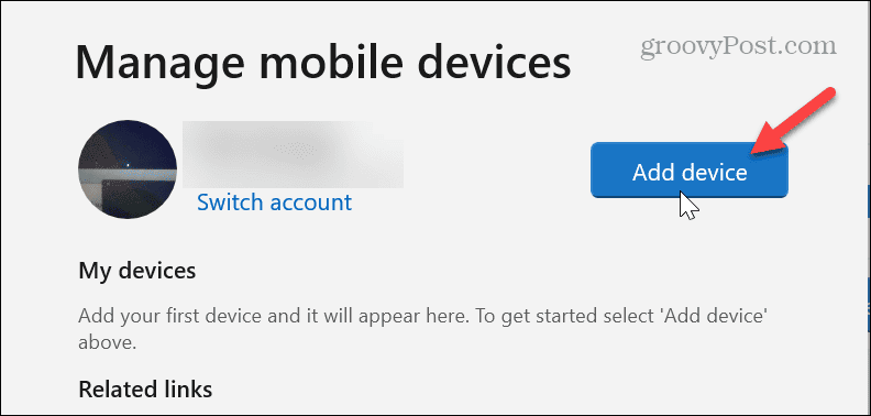 add device button manage movile devices