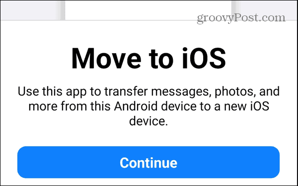 Continue Move to iOS app