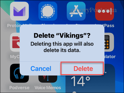 confirm delete app