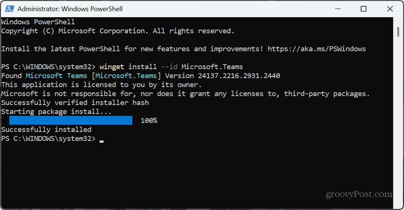 install microsoft teams powershell