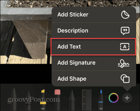 add text photos menu button