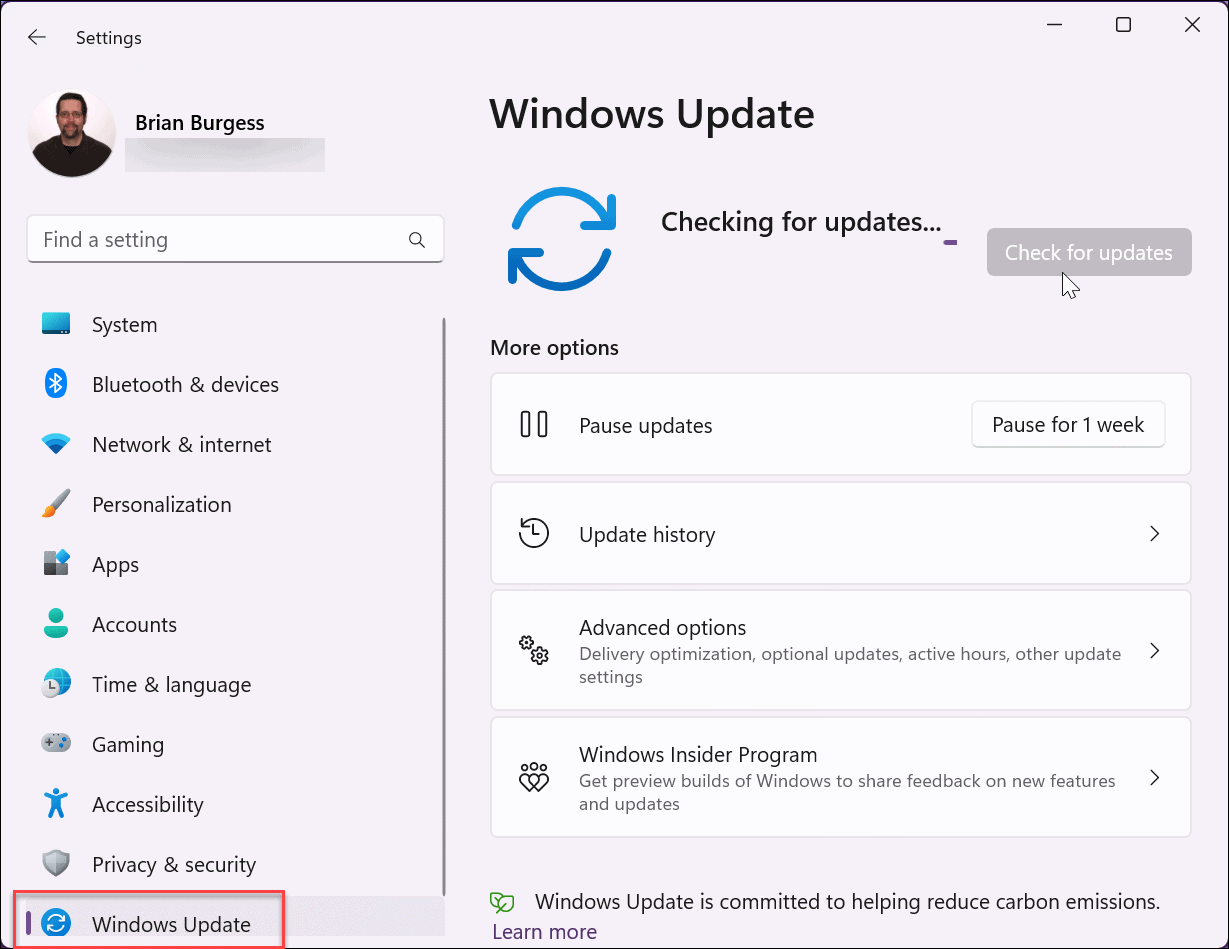 manually check for windows updates