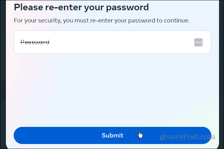 enter facebook password to verify