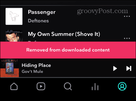 removed from downloaded content notification tidal