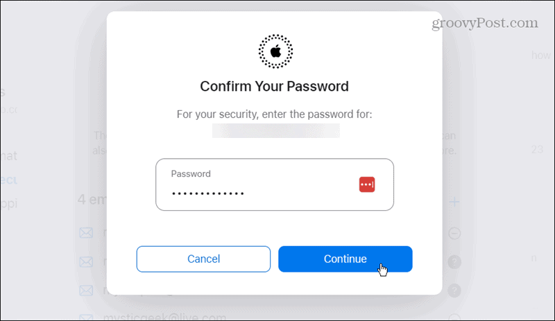 confirm current apple id password