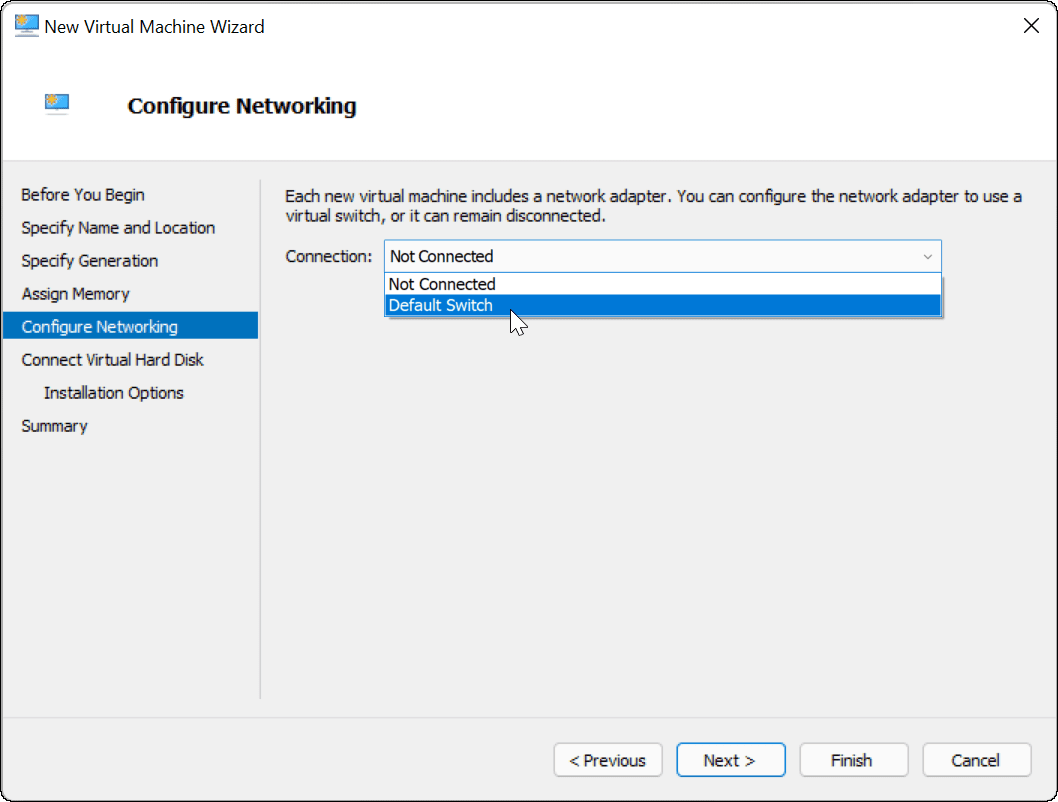 network connectivity default switch