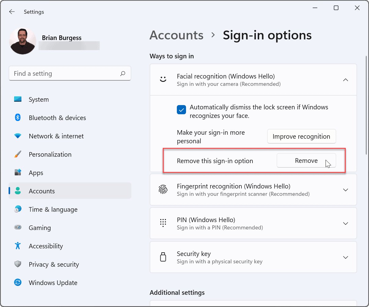 Disable Windows Hello