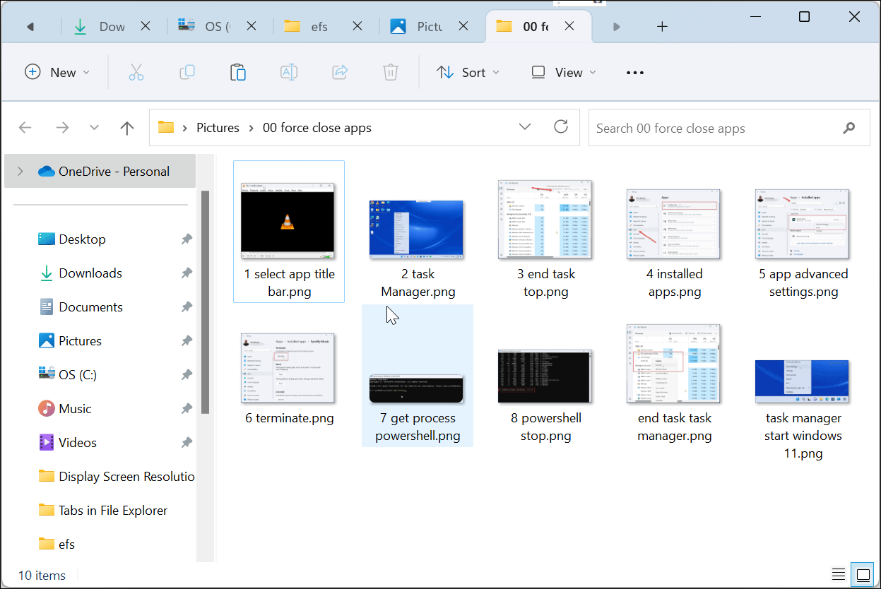 New tab with files and folders