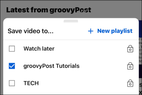 select playlist to add the youtube video