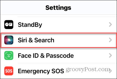 siri and search setting