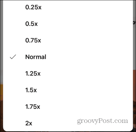 choose speed to set video playback